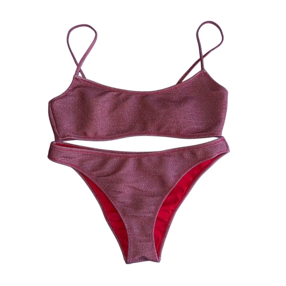 KENDALL + KYLIE glitter detail high cut high waist summer Miami Beach bikini M
